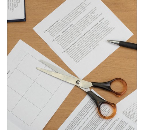 Ножницы STAFF Basic 160 мм, ручки под янтарь, ПВХ чехол с европодвесом, 236937