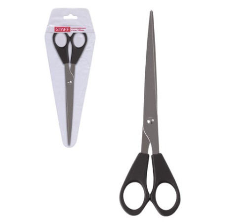 Ножницы STAFF Basic, 180 мм, чёрные, ПВХ чехол с европодвесом, 236939