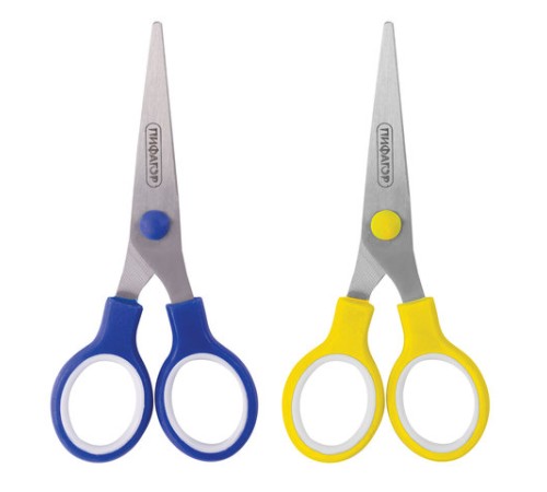 Ножницы ПИФАГОР, 130 мм, резиновые вставки, картонная упаковка с подвесом, ассорти, 236984