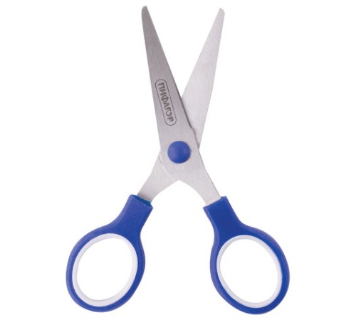 Ножницы ПИФАГОР, 130 мм, резиновые вставки, картонная упаковка с подвесом, ассорти, 236984