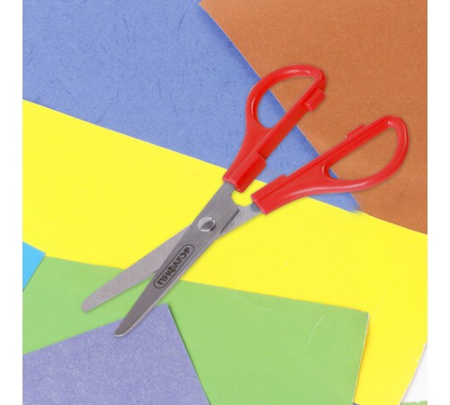 Ножницы ПИФАГОР, 145 мм, ассиметричные ручки, картонная упаковка с подвесом, 236985