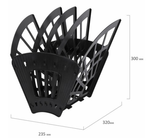 Лоток для бумаг веерный STAFF 5-ти секционный, 4 отделения, сетчатый, черный, 237021