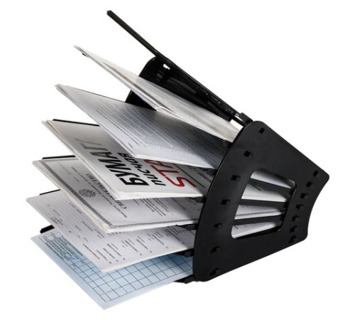 Лоток для бумаг веерный STAFF 7-ми секционный, 6 отделений, сетчатый, черный, 237023