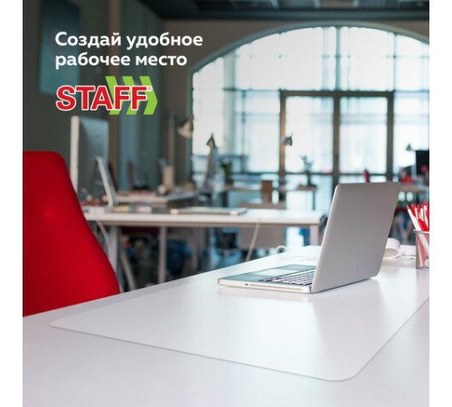 Коврик-подкладка настольный для письма, 38х59 см, STAFF, прозрачный, 237088