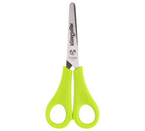 Ножницы ЮНЛАНДИЯ, 135 мм, с линейкой и футляром для лезвий, салатовые, блистер, 237109