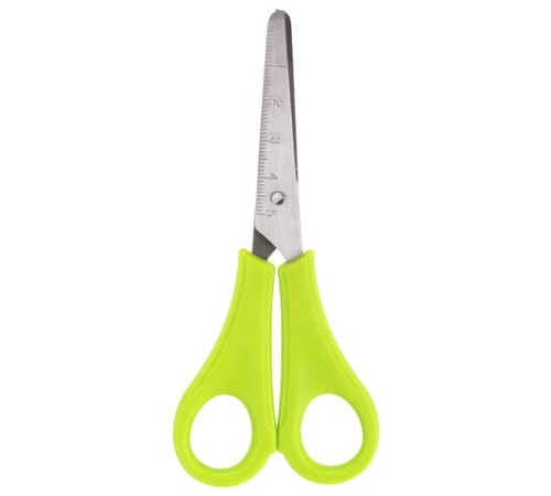 Ножницы ЮНЛАНДИЯ, 135 мм, с линейкой и футляром для лезвий, салатовые, блистер, 237109