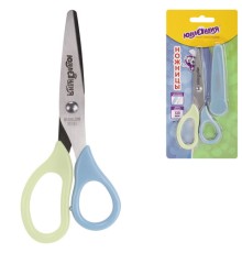 Ножницы ЮНЛАНДИЯ, 135 мм, с футляром для лезвий, мятно-голубые, блистер, 237110