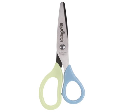 Ножницы ЮНЛАНДИЯ, 135 мм, с футляром для лезвий, мятно-голубые, блистер, 237110