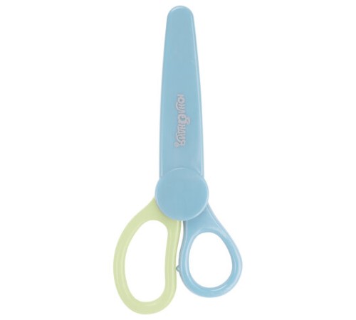Ножницы ЮНЛАНДИЯ, 135 мм, с футляром для лезвий, мятно-голубые, блистер, 237110