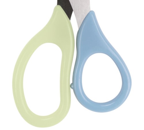Ножницы ЮНЛАНДИЯ, 135 мм, с футляром для лезвий, мятно-голубые, блистер, 237110
