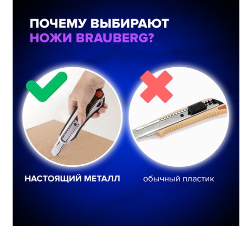Нож канцелярский мощный 18 мм BRAUBERG 