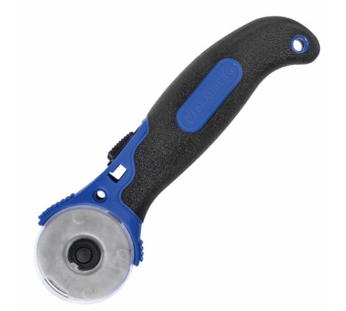 Нож раскройный роликовый 45 мм BRAUBERG, круглое лезвие, резиновые вставки, 237162