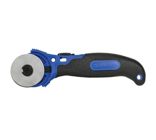 Нож раскройный роликовый 45 мм BRAUBERG, круглое лезвие, резиновые вставки, 237162