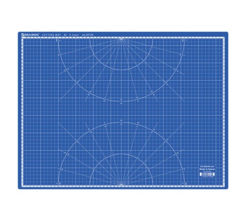 Коврик (мат) для резки BRAUBERG EXTRA 5-слойный, А2 (600х450 мм), двусторонний, толщина 3 мм, синий, 237176