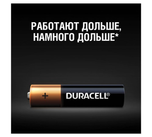 Батарейки КОМПЛЕКТ 4 шт., DURACELL Basic ОРИГИНАЛ, AAA (LR03, 24А), алкалиновые, мизинчиковые, MN 2400 AAA LR3