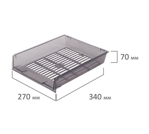 Лотки горизонтальные для бумаг, КОМПЛЕКТ 3 шт., 340х270х70 мм, тонированный серый, BRAUBERG 