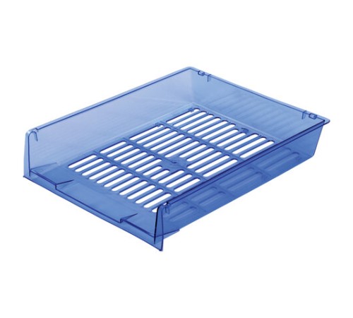 Лотки горизонтальные для бумаг, КОМПЛЕКТ 3 шт., 340х270х70 мм, тонированный синий, BRAUBERG 