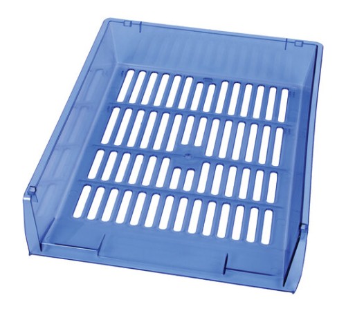 Лотки горизонтальные для бумаг, КОМПЛЕКТ 3 шт., 340х270х70 мм, тонированный синий, BRAUBERG 