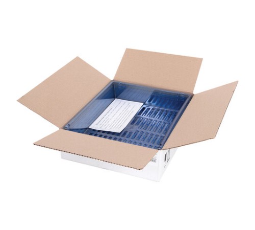 Лотки горизонтальные для бумаг, КОМПЛЕКТ 3 шт., 340х270х70 мм, тонированный синий, BRAUBERG 