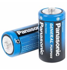 Батарейки КОМПЛЕКТ 2шт., PANASONIC D R20 (373), солевые, в пленке, 1.5 В