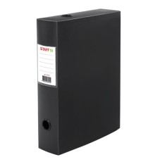 Короб архивный (330х245 мм), 70 мм, пластик, разборный, до 750 листов, черный, 0,7 мм, STAFF, 237275