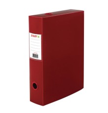 Короб архивный (330х245 мм), 70 мм, пластик, разборный, до 750 листов, красный, 0,7 мм, STAFF, 237276