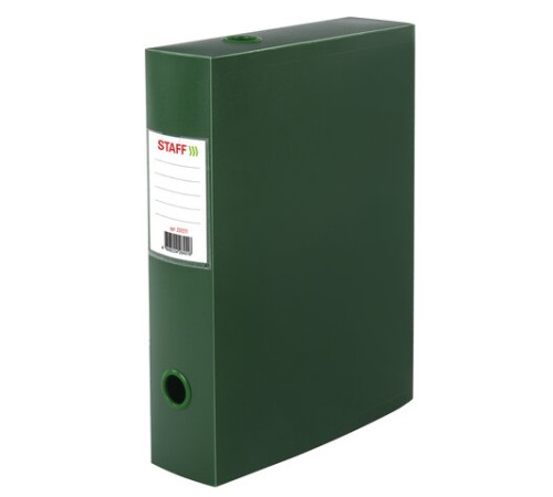 Короб архивный (330х245 мм), 70 мм, пластик, разборный, до 750 листов, зеленый, 0,7 мм, STAFF, 237277