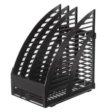 Лоток вертикальный для бумаг STAFF, 245х165х285 мм, 3 отделения, сетчатый, сборный, черный, 237293