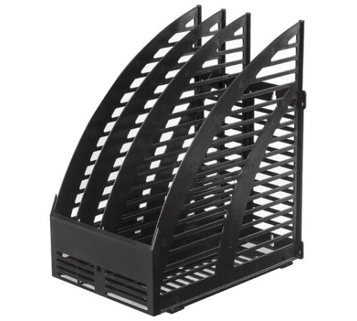 Лоток вертикальный для бумаг STAFF, 245х165х285 мм, 3 отделения, сетчатый, сборный, черный, 237293