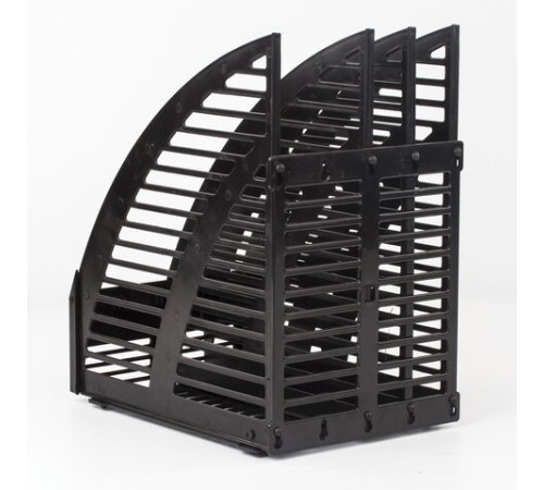 Лоток вертикальный для бумаг STAFF, 245х165х285 мм, 3 отделения, сетчатый, сборный, черный, 237293