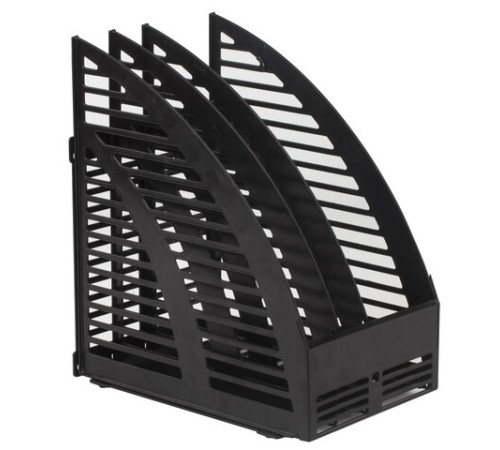 Лоток вертикальный для бумаг STAFF, 245х165х285 мм, 3 отделения, сетчатый, сборный, черный, 237293