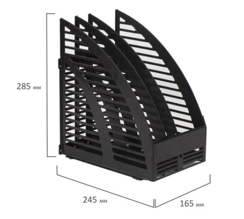 Лоток вертикальный для бумаг STAFF, 245х165х285 мм, 3 отделения, сетчатый, сборный, черный, 237293