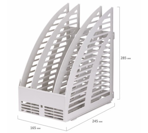 Лоток вертикальный для бумаг STAFF, 245х165х285 мм, 3 отделения, сетчатый, сборный, серый, 237294
