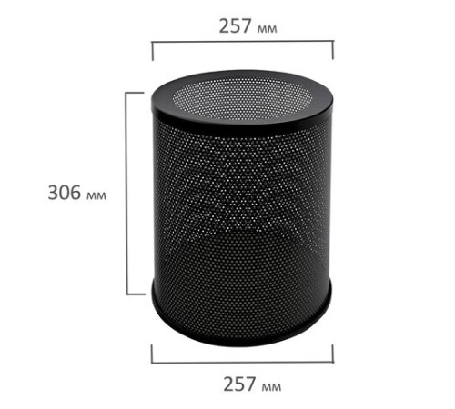 Урна-корзина металлическая для мусора 16 литров, перфорированная, черная, оцинкованная сталь, ТИТАН., 415