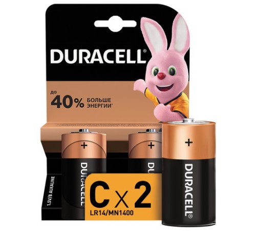 Батарейки КОМПЛЕКТ 2 шт., DURACELL Basic ОРИГИНАЛ, С (LR14, 14А), алкалиновые, блистер Батарейки КОМПЛЕКТ 2 шт., DURACELL Basic ОРИГИНАЛ, С (LR14, 14А), алкалиновые, блистер