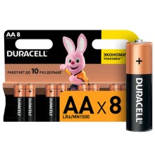 Батарейки КОМПЛЕКТ 8 шт., DURACELL Basic ОРИГИНАЛ, AA (LR6, 15А), алкалиновые, пальчиковые, C0033441