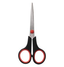 Ножницы STAFF EVERYDAY, 150 мм, бюджет, резиновые вставки, черно-красные, ПВХ чехол, 237497.