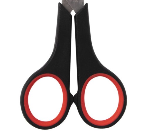 Ножницы STAFF EVERYDAY, 170 мм, бюджет, резиновые вставки, черно-красные, ПВХ чехол, 237498