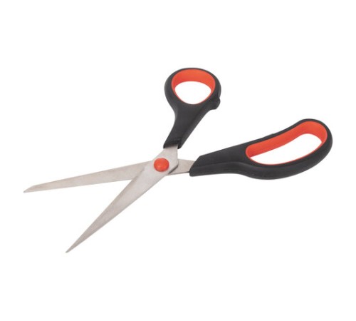 Ножницы STAFF EVERYDAY, 195 мм, бюджет, резиновые вставки, черно-красные, ПВХ чехол, 237499