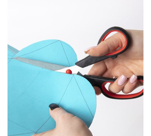 Ножницы STAFF EVERYDAY, 215 мм, бюджет, резиновые вставки, черно-красные, ПВХ чехол, 237500