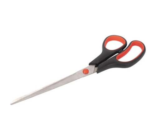 Ножницы STAFF EVERYDAY, 235 мм, бюджет, резиновые вставки, черно-красные, ПВХ чехол, 237501