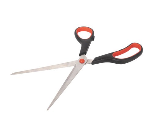 Ножницы STAFF EVERYDAY, 235 мм, бюджет, резиновые вставки, черно-красные, ПВХ чехол, 237501