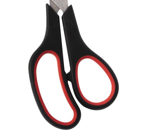 Ножницы STAFF EVERYDAY, 235 мм, бюджет, резиновые вставки, черно-красные, ПВХ чехол, 237501