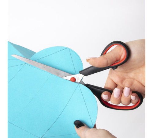 Ножницы STAFF EVERYDAY, 235 мм, бюджет, резиновые вставки, черно-красные, ПВХ чехол, 237501