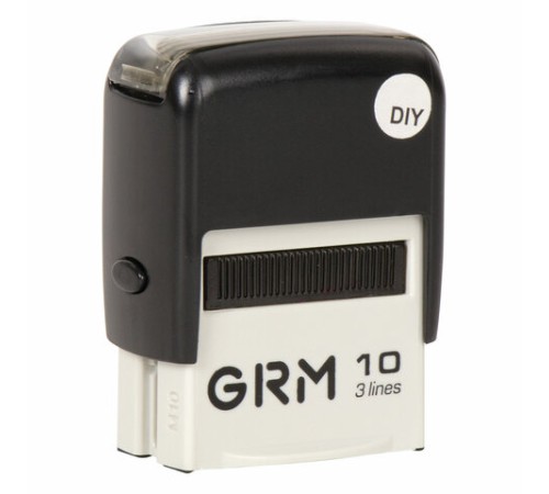 Штамп самонаборный (мини) 3-строчный, оттиск 26х12 мм, синий, GRM 10 DIY, КАССА В КОМПЛЕКТЕ, 116000000