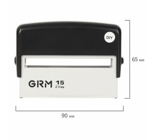 Штамп самонаборный 2-строчный, оттиск 69х10 мм, синий без рамки, GRM 15, КАССА В КОМПЛЕКТЕ, 116000090
