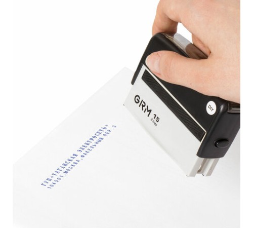 Штамп самонаборный 2-строчный, оттиск 69х10 мм, синий без рамки, GRM 15, КАССА В КОМПЛЕКТЕ, 116000090