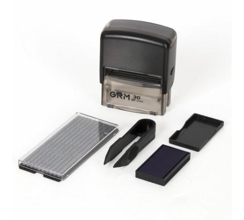Штамп самонаборный 5-строчный, оттиск 47х18 мм, синий без рамки, GRM 30, КАССА В КОМПЛЕКТЕ, 116000030