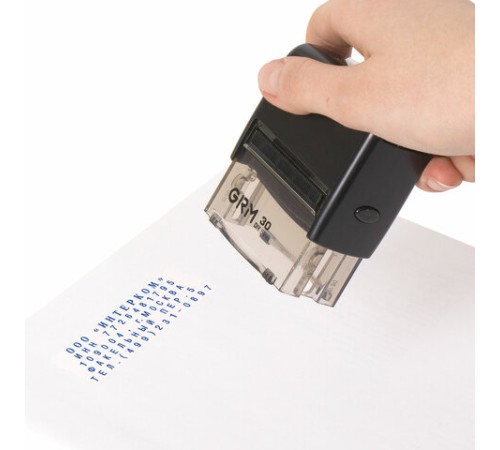 Штамп самонаборный 5-строчный, оттиск 47х18 мм, синий без рамки, GRM 30, КАССА В КОМПЛЕКТЕ, 116000030