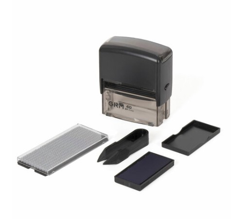 Штамп самонаборный 6-строчный, оттиск 59х23 мм, синий без рамки, GRM 40, КАССА В КОМПЛЕКТЕ, 116000045